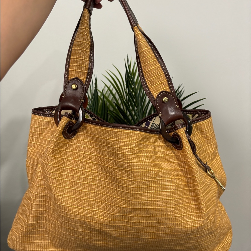 Vintage Fossil - Tan Soft Woven Weekender Bag
